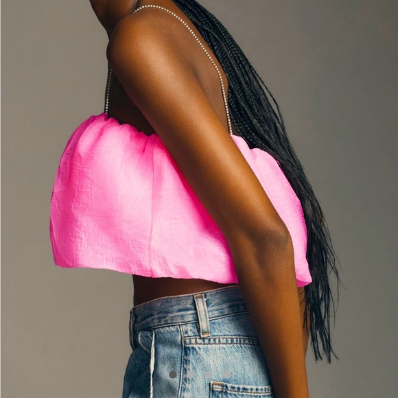NWT Maeve Diamond-Strap Crop Top in Hot Pink Size Large Barbiecore - Picture 2 of 8